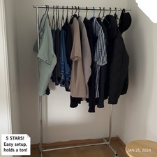 Kleiderständer verstellbar, Rollen, Edelstahl, 90-132x40x113-170cm, Garderobe