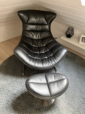 Relax Sessel Schwarz Echt Leder Design Möbel Liegesessel