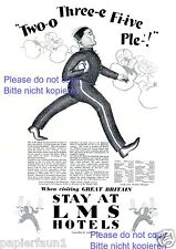 LMS Hotel England XL Reklame von 1929 Great Britain Ober Liftboy Page  +