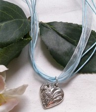 HERZ HALSKETTE SILBER ORGANZA