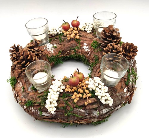 Adventskranz natur tischdeko - adventskranz,