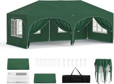 Pavillon 3x6m mit 6 Seitenteilen UV-Schutz, Pop Up Höhenverstellbar 05GNGeb