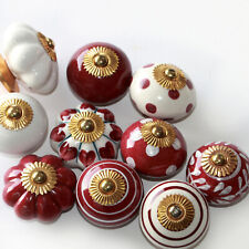 Möbelknopf Möbelgriff Möbelknöpfe Keramik Möbelknäufe Bordeaux Rot Weiß zw