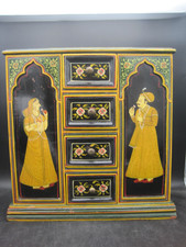 Indisch kleiner Schrank Jewellery Cabinett Miniaturschrank ! handbemalt !