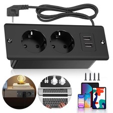 Steckdose mit USB Einbau Tisch-Steckdosen-Leiste 2-fach mit 2 USB