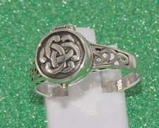 massiv Sterling Silber 925 Giftring Pillenring Box zum Öffnen keltischer Knoten 
