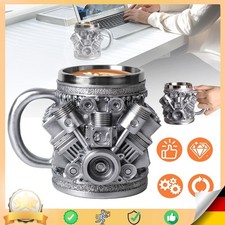 NEU! V8 Edelstahlbecher personalisiert - Motoren Design Kaffeetasse 2025
