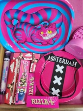 Amsterdam Aschenbecher Tablett Blättchen und Spitzen Grinder SET ROSA GESCHENKSET