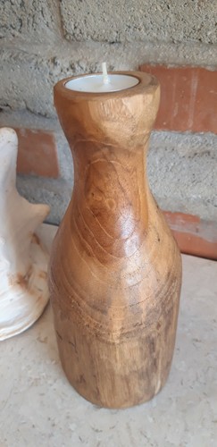 Flasche teakholz teelicht - flasche,