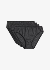 4er Pack Slips Gr. 40/42 Schwarz Silber Damen-Unterwasche Panty String Neu