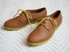 SPRINGFIELD Halbschuhe Schuhe Gr. 36 / 37 Echtleder Leder braun neongelb Vintage