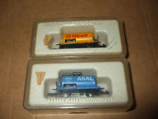 Zwei Märklin Mini-Club Kesselwagen, Spur Z, für die Eisenbahnanlage