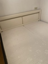 Polsterbett 180x200 cm LED Kunstlederbett Doppelbett Bettgestell Bettkasten Weiß