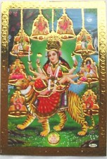 BILD Saraswati Tiger Prägedruck INDIEN Altarbild Vorlage Tattoo (s79