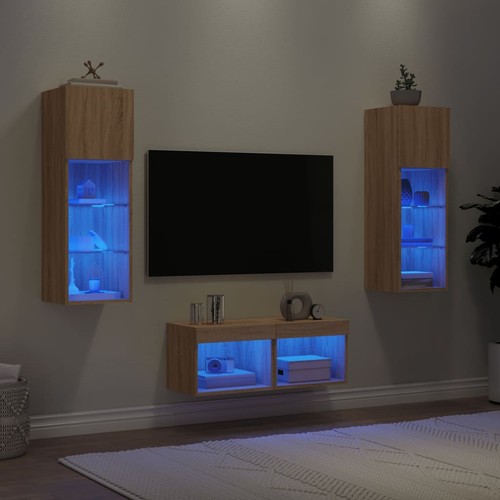 Wohnwand mit led beleuchtung - wohnwand,