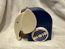 Dänemark Elefant Spardose BBA Andersen Mikkelsen blau weiß Vintage Kunststoff
