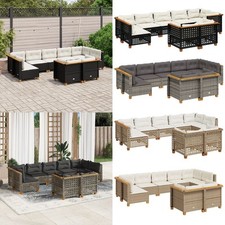 vidaXL 9/10-tlg. Garten-Sofagarnitur mit Kissen Poly Rattan Mehrere Farben