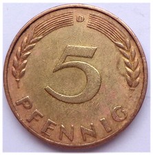 Münze aus Nachlass 10 BRD 5 Pfennig 1950 D Deutschland