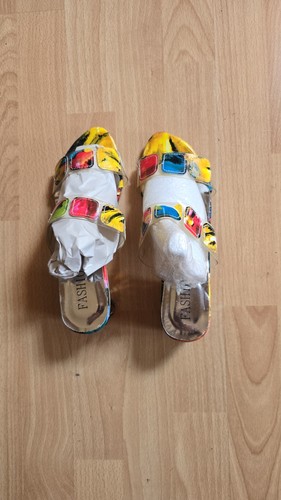 Damen pantoletten bunt mit - pantoletten,