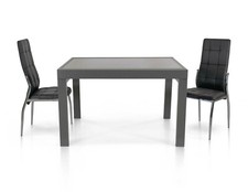 Tisch Rechteckig Ausziehbar Plan Glas Beine Metall Modern