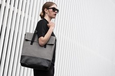Qwstion Day Tote Raw Blend Leather Canvas Tasche Rucksack grau schwarz TOP h.NP