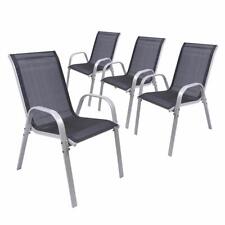 4er Set Gartenstuhl Stapelstuhl Stapelsessel Balkon - Rahmen schwarz Rahmen grau