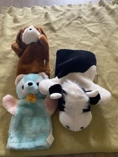 3 Handpuppen- Stofftiere- 2x Teddy- Bär - Kuh