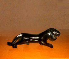 Skulptur Panther Figur Briefbeschwerer Schwarzer Jaguar  Marmor Obsidian 225 g