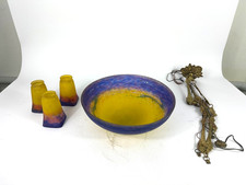 Antike Lampe Muller Frères Luneville Lampenschirm Glas Schirm Art Déco Leuchter