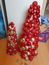 2 Künstliche Weihnachtsbäume Weihnachgtsbaum aus Kugeln beleuchtet rot 42/62 cm