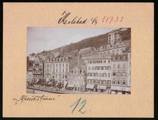 Ansicht Karlsbad, Kreuzstraße mit Fotograf M. Adler, Haus Feigenbaum, Stockholm 