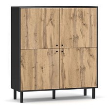 Highboard Bospe Kommode 120 cm schwarz wotan eiche (18348)