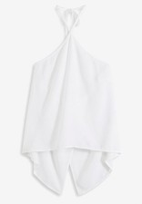 Neckholder-Blusentop Gr. 44 Weiß Damenbluse Hemd Top Shirt Tunika Oberteil Neu