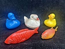 DDR 5 x Schwimmtiere für Gartendeich oder DEKO /Spielzeug Badewanne / Plastik JO