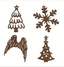 Edelrost Baumschmuck weihnachtlich  - Engel Flügel, Schneeflöckchen, Baum 4tlg.S