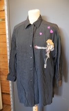 Oui Designer Collection Long Bluse Applikationen 80er Jahre mit Schulterpolstern