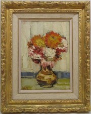 GINETTE RAPP (1928-1998) Französischer Impressionist STILLLEBEN BLUMEN Ölgemälde