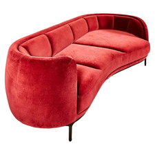Wittmann Sofa Vuelta Lounge Bezug Stoff Velvet Bordeaux Rot Füße Bronze