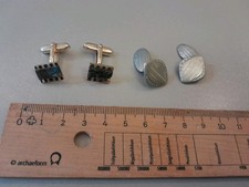 Manschettenknöpfe Seeopal Abalone Silberfarben 2 Paar Silber Muschel Vintage 