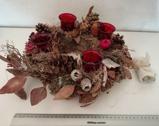 Adventskranz Getrocknet Inkl. 4 Roter Gläser Lichterkette Und Deko