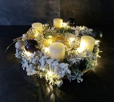 Künstlich Adventskranz Weihnachtsgesteck Weihnachten Kerzen Gold Kranz Schwarz