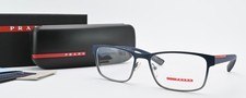 PRADA LINEA ROSSA Brille VPS 50G 55-17 U6T-101 140 Rechteck Blau Sport Box Set M