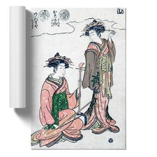 Zwei Geisha asiatische Isoda Koryusai ungerahmtes Wandbild Poster Druck Deko Wohnzimmer