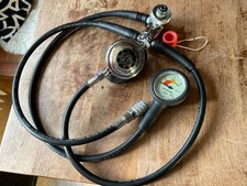 Scubapro  vintage Atemregler Set , Finnimeter  vintage ungetestet