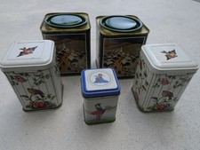 5 kleine Teedosen Blech alt