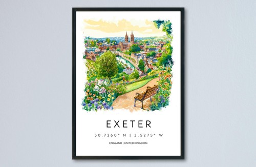 Exeter aquarell poster - exeter,