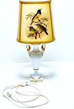 AK Kaiser Porzellan Schwanenhälse Tischlampe mit Schirm - "Vögel" - H.55 cm
