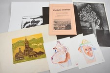 Q10W82- Konvolut Druckgrafik teils signiert u Kunstmappe Oberstdorf