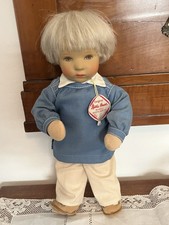 Käthe Kruse Puppe Antik Junge Blond mit Schild Modell Hanne Kruse