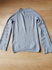 Strick-Pullover grau mit Metallperlen Orsay Trompetenärmel  NEU Gr  S 36/38 
